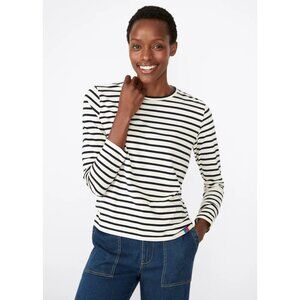 KULE | The Modern Long Tee | Cream/Navy Pinstripe | Size Medium